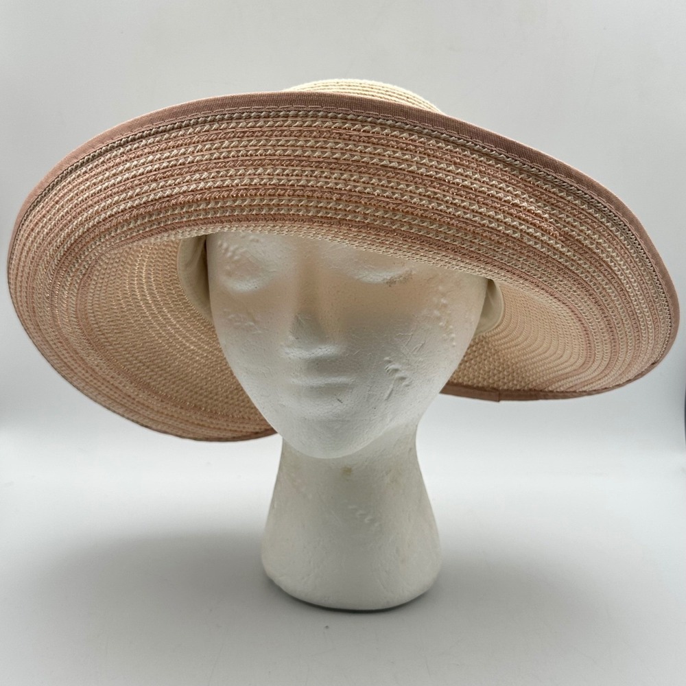 Magid Hats Womens Pink Woven Paper Wide Brim Sun Hat with Grosgrain Bow Accent - Picture 2 of 13